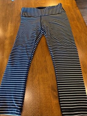 lululemon athletica Black and White Striped Leggings